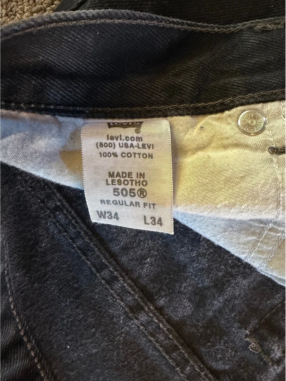 Levi’s 505 Regular Fit Black Jeans Men’s 34x34 2007 Y2K 100% Cotton